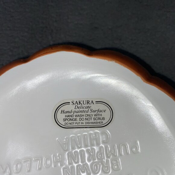 Sakura David Carter Brown Halloween Pumpkin with Black Cat Hollow Cookie Jar - Picture 8 of 8